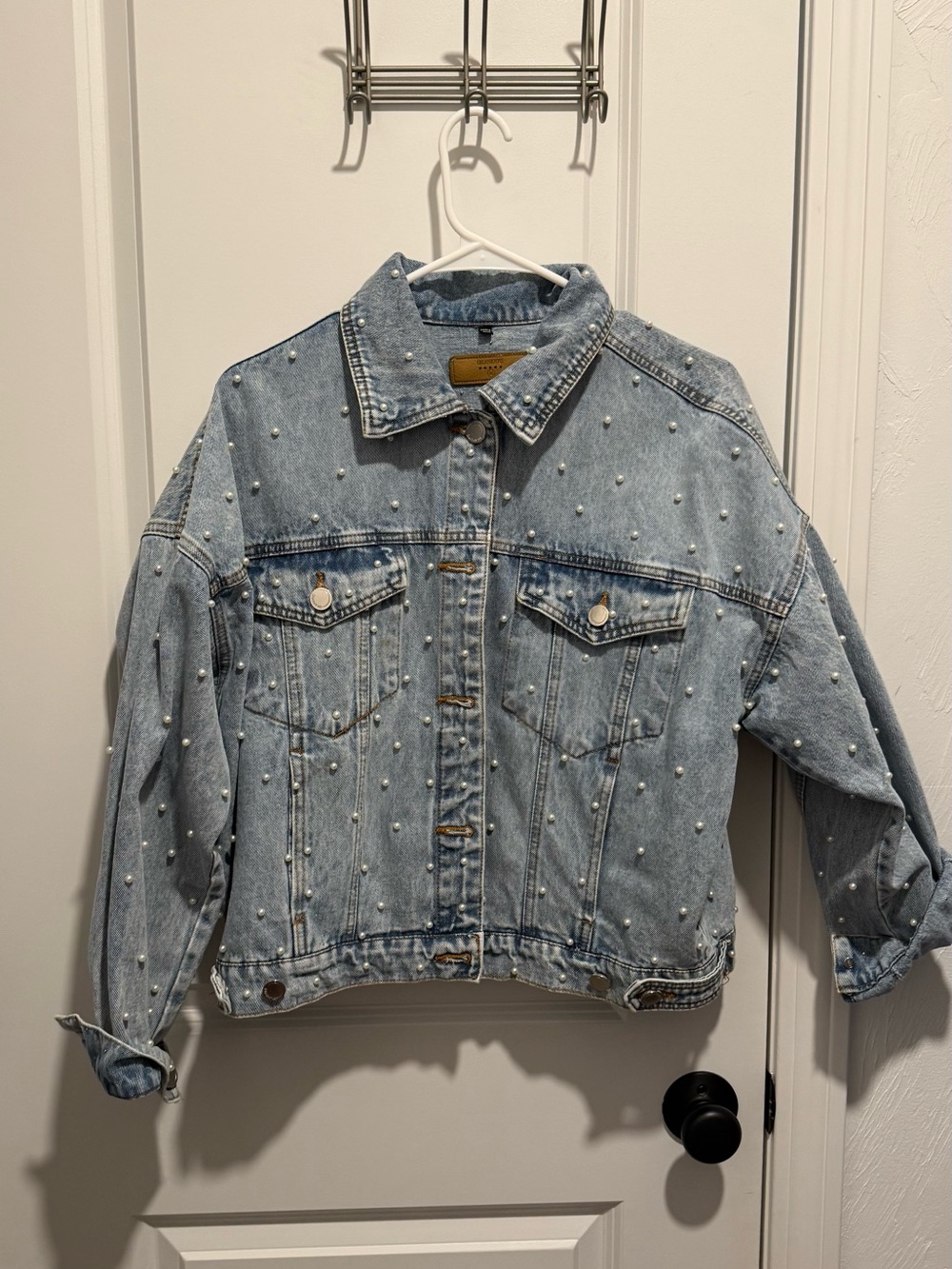 Blank NYC - Pearl-Embellished Denim Jacket, M